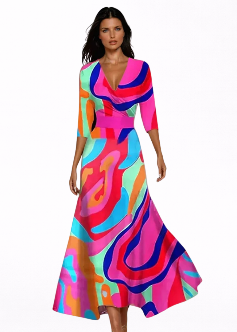 Emilia - Vestido largo elegante con estampado floral