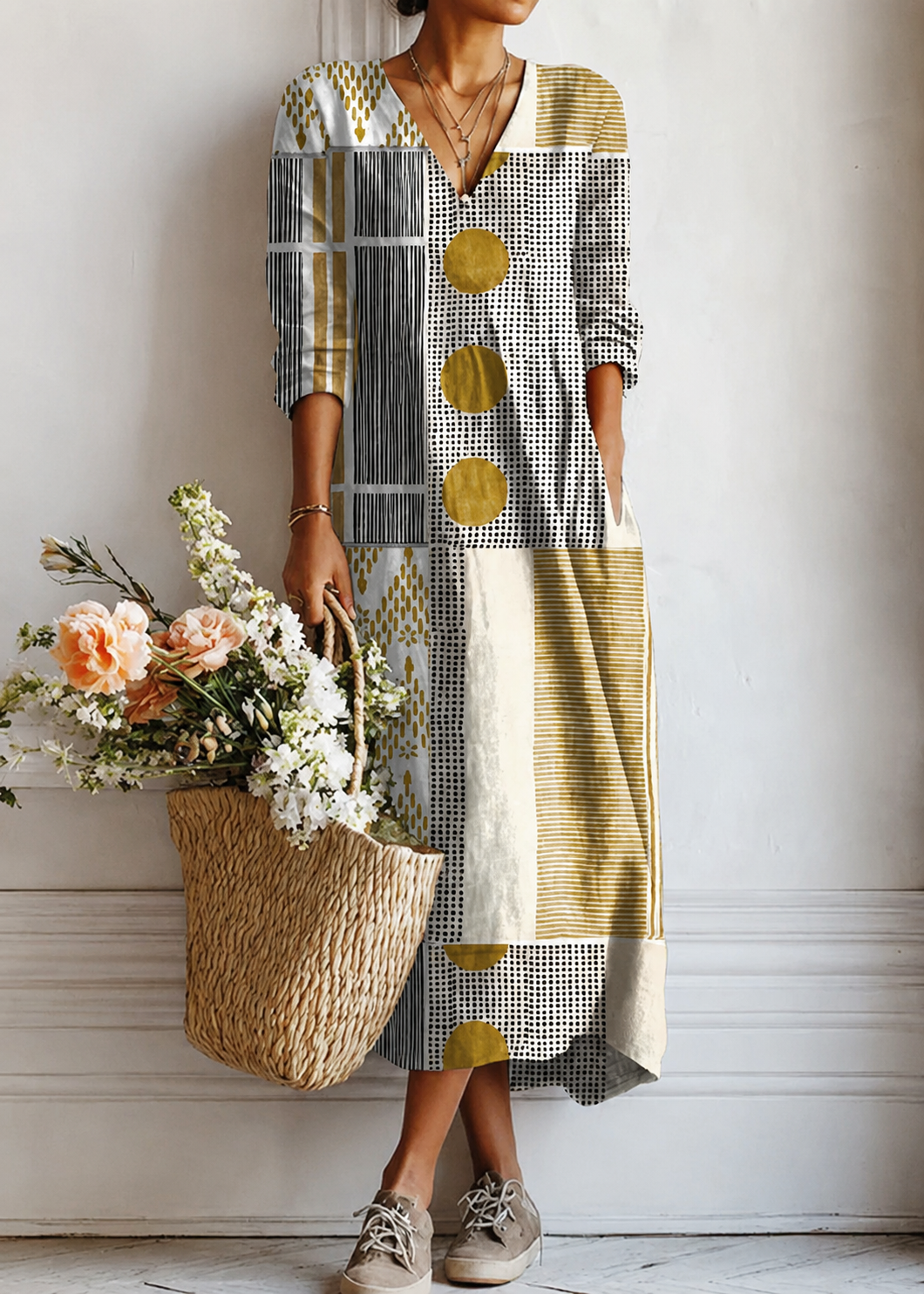 Mathilde | Robe longue chic en patchwork