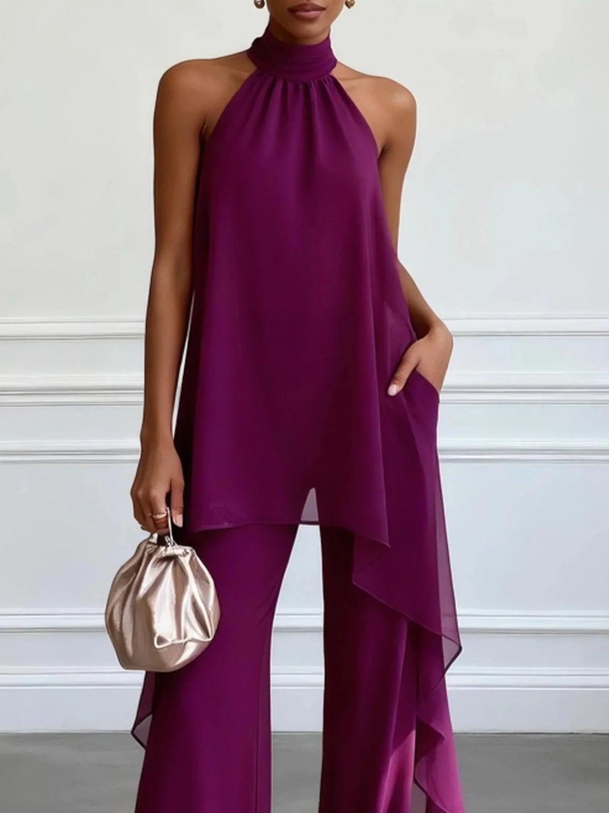 Violeta - Conjunto elegante halter con pantalón
