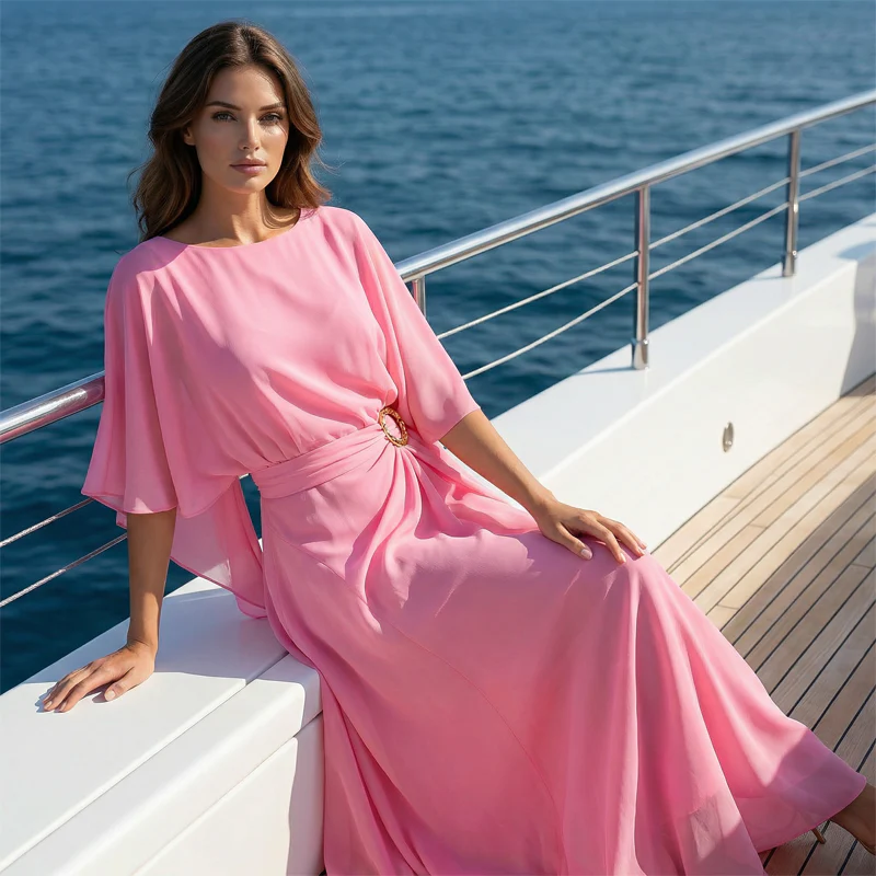 Iria - Conjunto elegante con mangas capa y pantalón fluido