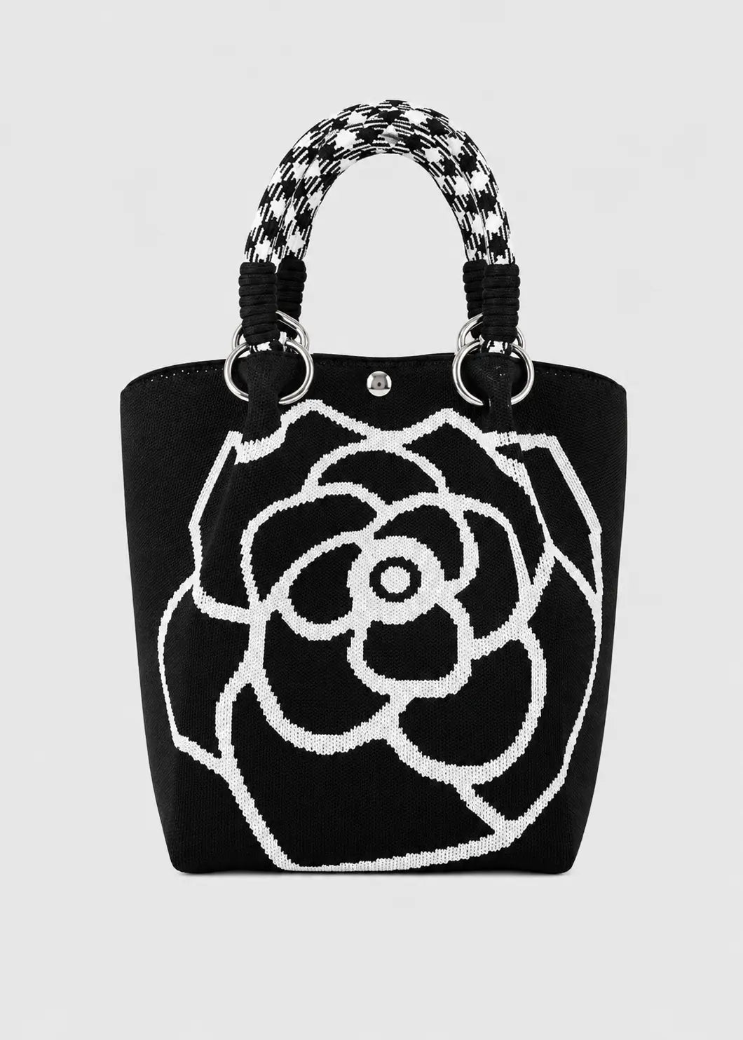 Bolso de mano tejido con estampado de flores