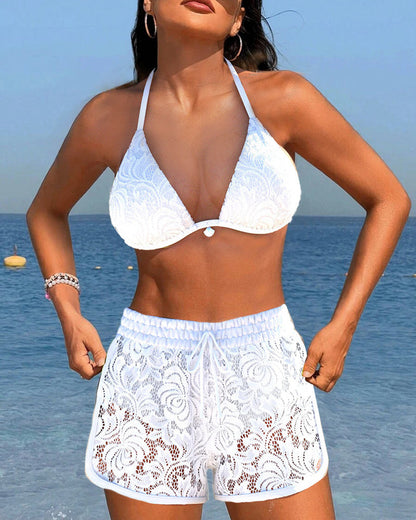 Aqua Desire | Elegante bikini de encaje liso