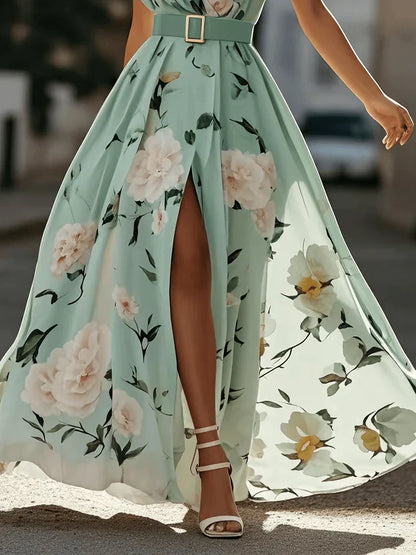 Aurora - Vestido largo floral de un solo hombro