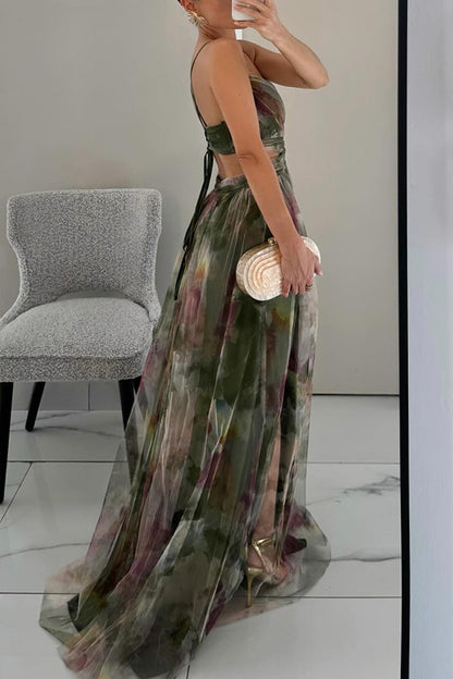Giselle - Vestido largo con estampado floral encantador