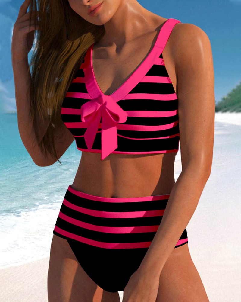 Island Glow | Bikini de rayas de cintura alta