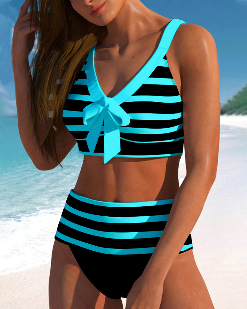 Island Glow | Bikini de rayas de cintura alta