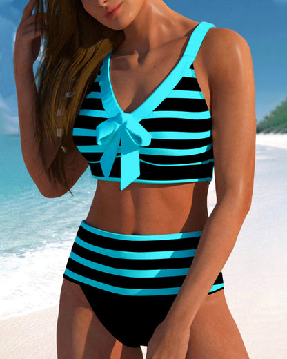 Island Glow | Bikini de rayas de cintura alta