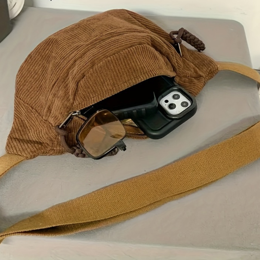 Maria | Bolso de hombro de terciopelo acanalado