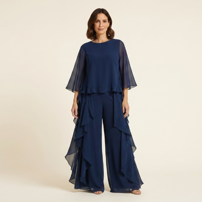 Aurora - Conjunto elegante de chiffon con volante