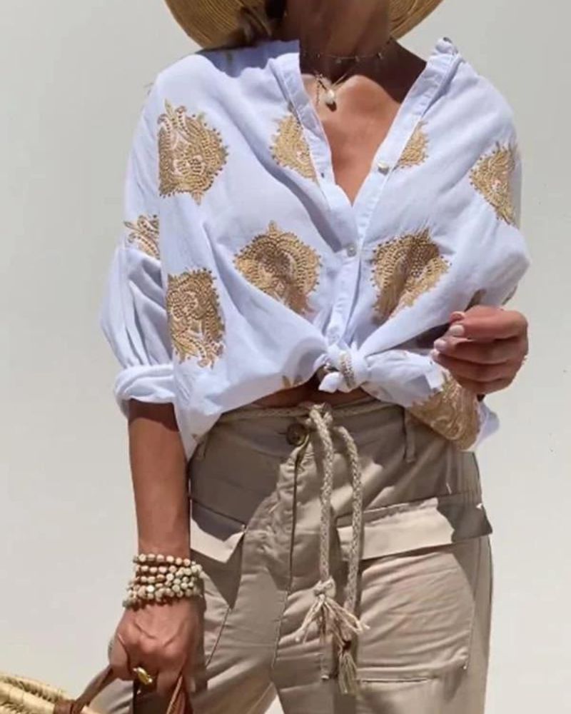 Blusa Bordada de Corte Holgado – Estilo Fresco y Ligero