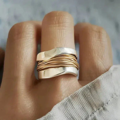 Anillo Plata con Hilo Dorado