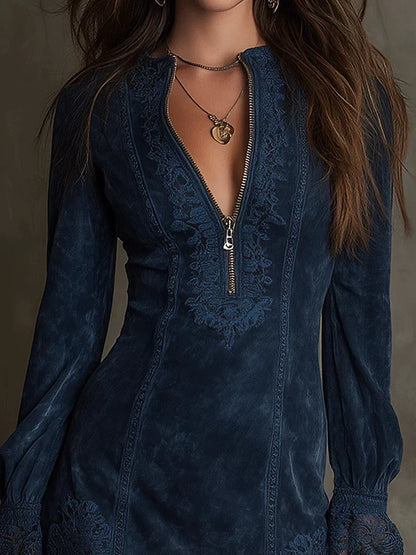 Brisa - Mini Vestido de Ante con Encaje