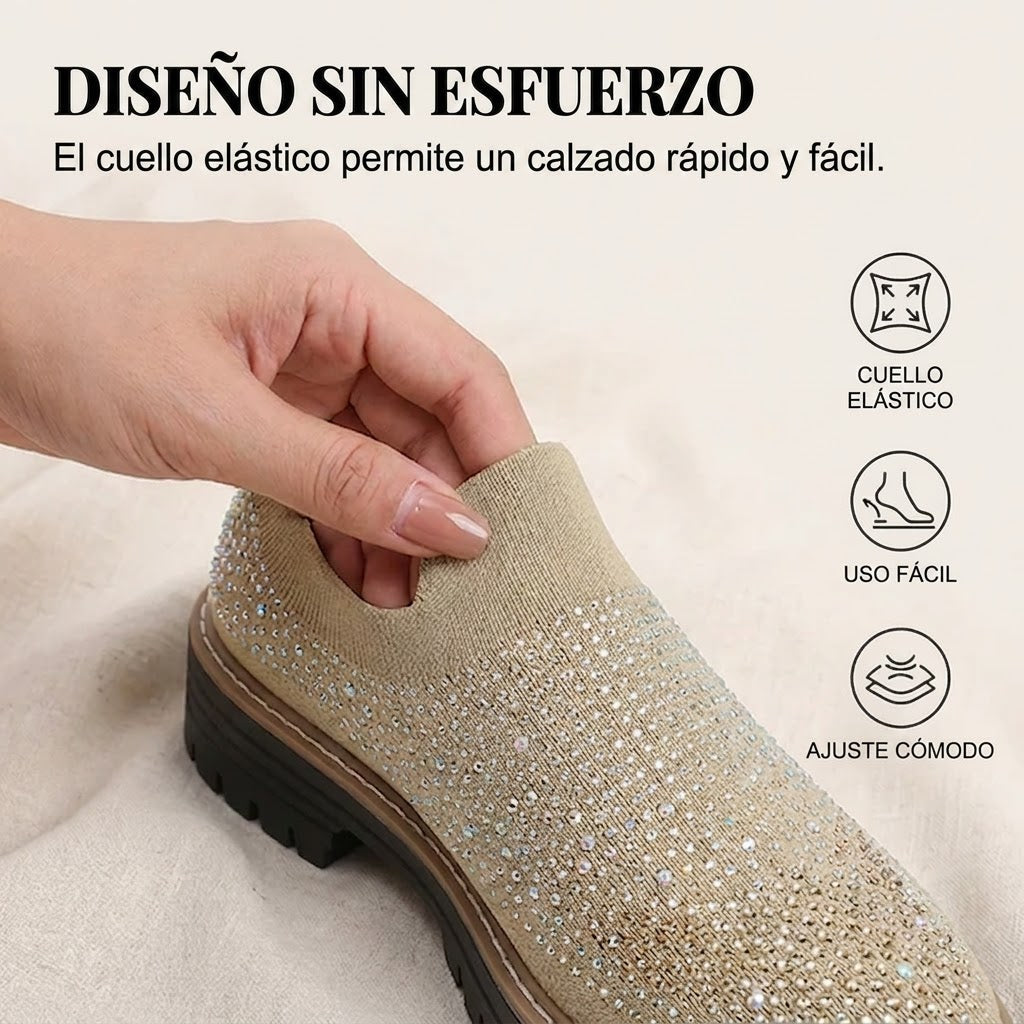 Aria - Mocasines sin cordones con pedrería brillante