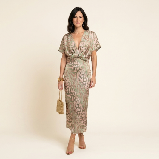 Bianca - Vestido midi color cobre