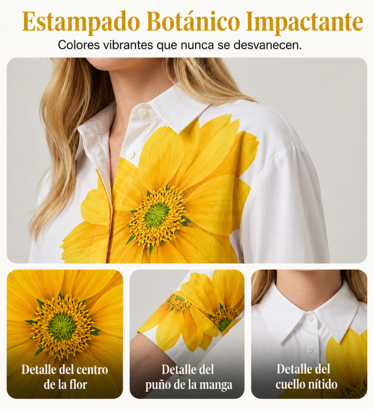 Conjunto Doble Floral Mujer Top Oversize y Pantalón Cropped