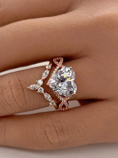 Rosalia – Conjunto de dos anillos en oro rosa con elegancia atemporal