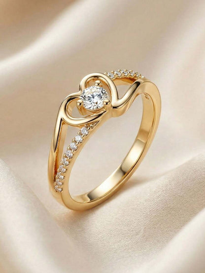 Charlotte – Anillo elegante con corazón de zirconia cúbica brillante