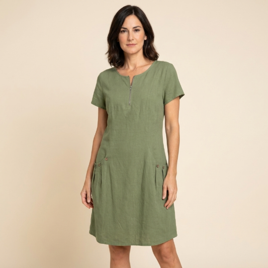 Mireia - Vestido con cremallera y bolsillos con botones