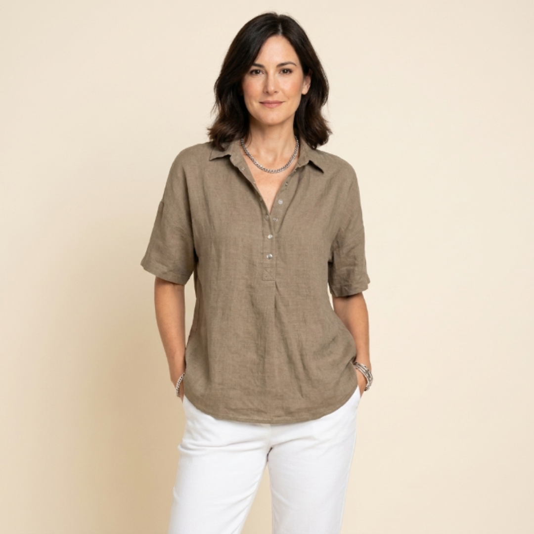Teresa - Blusa con cuello y detalle de botones
