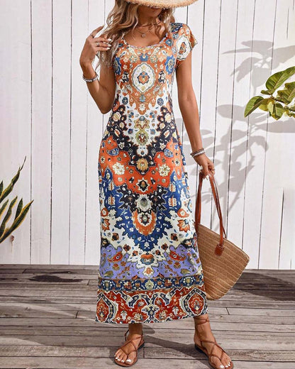 Vestido Largo Veraniego Estampado con Aberturas