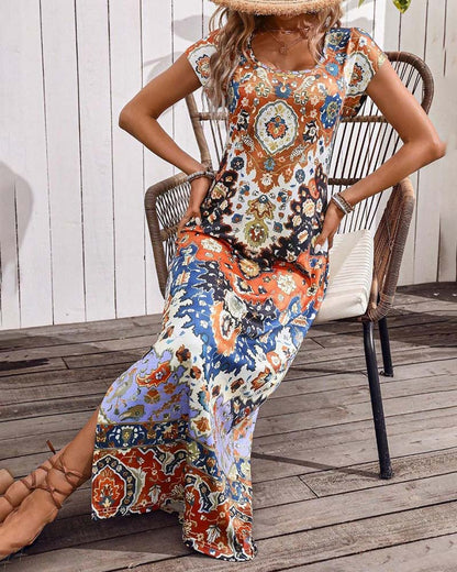 Vestido Largo Veraniego Estampado con Aberturas