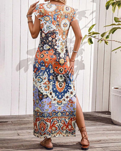 Vestido Largo Veraniego Estampado con Aberturas