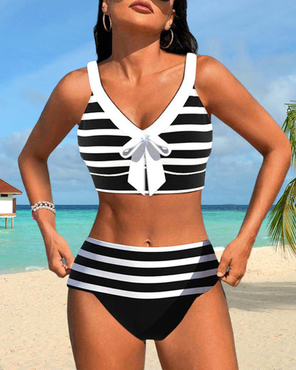Island Glow | Bikini de rayas de cintura alta