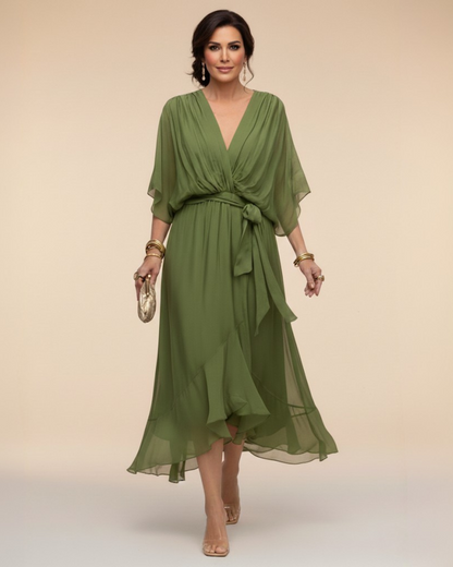 Julieta | Vestido de chifón con escote en V