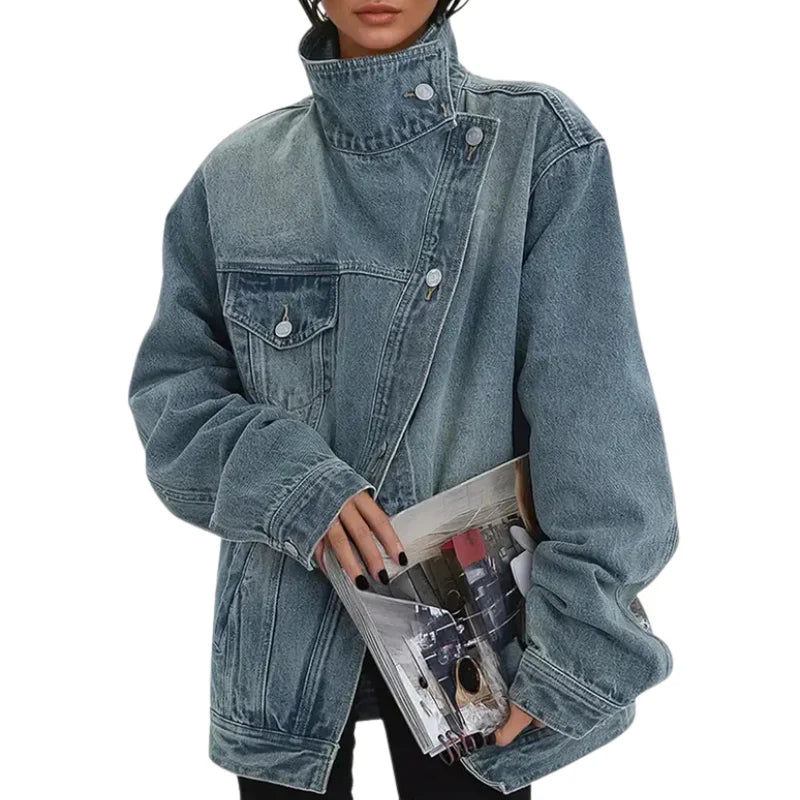 Cleo - Chaqueta asimétrica urbana con botones