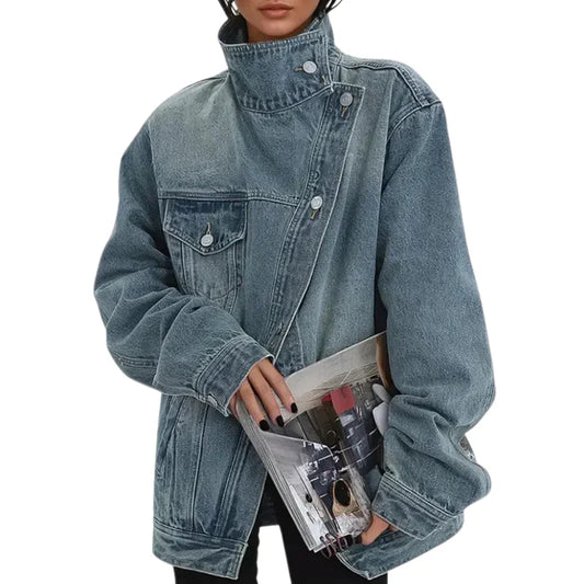 Cleo - Chaqueta asimétrica urbana con botones