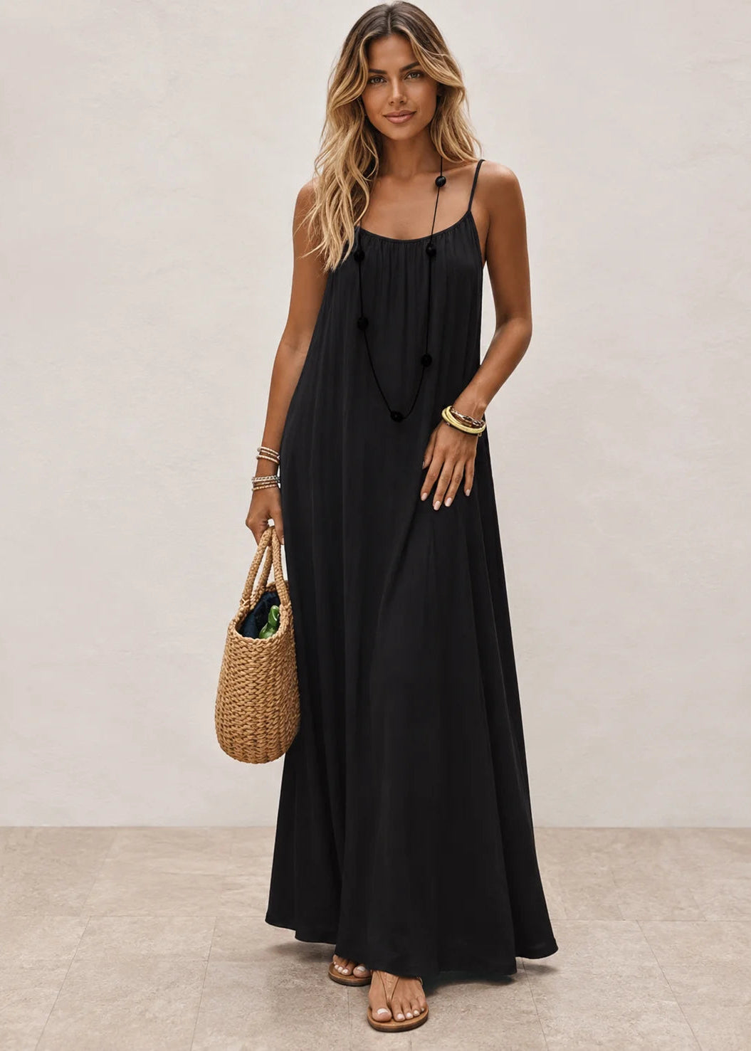 Vestido largo espalda escotada con lazo ajustable