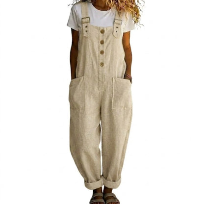 Olivia - Mono casual de tirantes con botones y ajuste holgado
