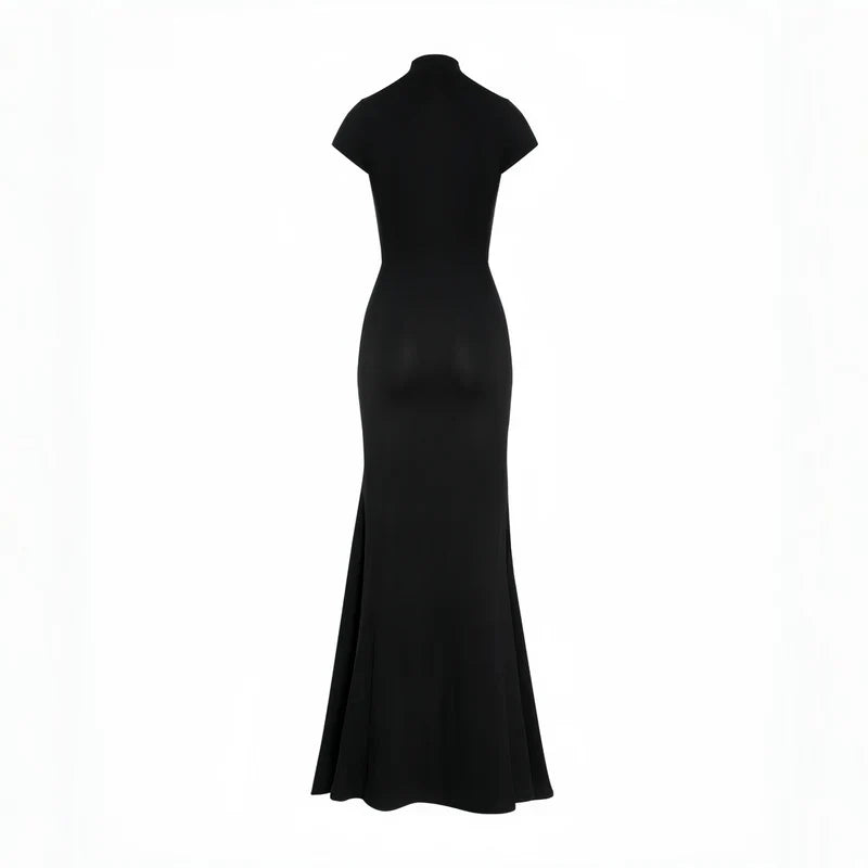 Andrea - Vestido maxi negro con abertura