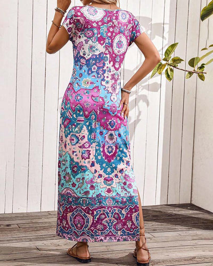 Vestido Largo Veraniego Estampado con Aberturas