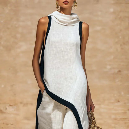 Nadia Conjunto Efecto Lino Atemporal con Diseño Minimalista