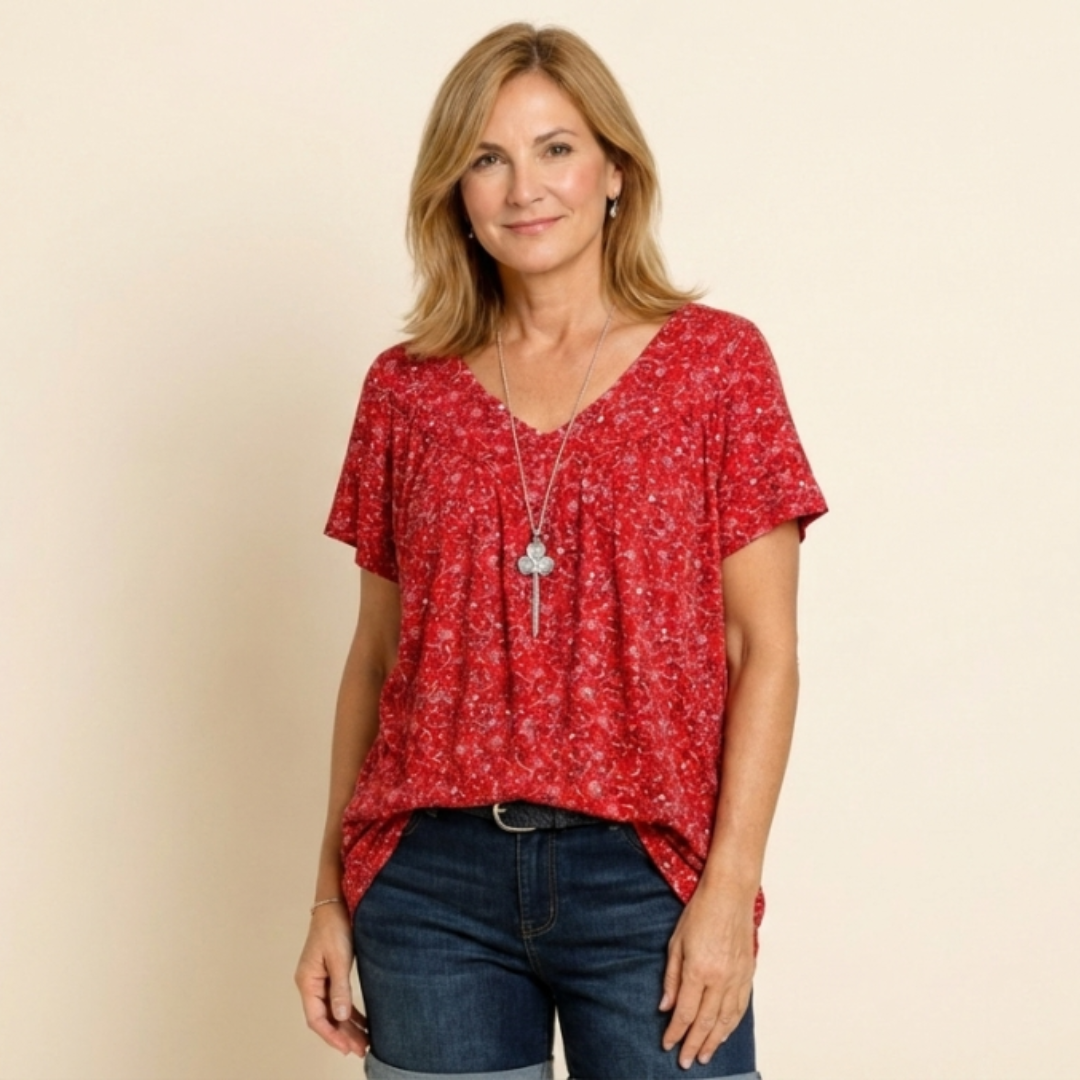 Julia - Blusa estampada con escote en V