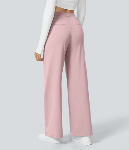 Pantalón Elegante Pierna Ancha De Tiro Alto Mujer