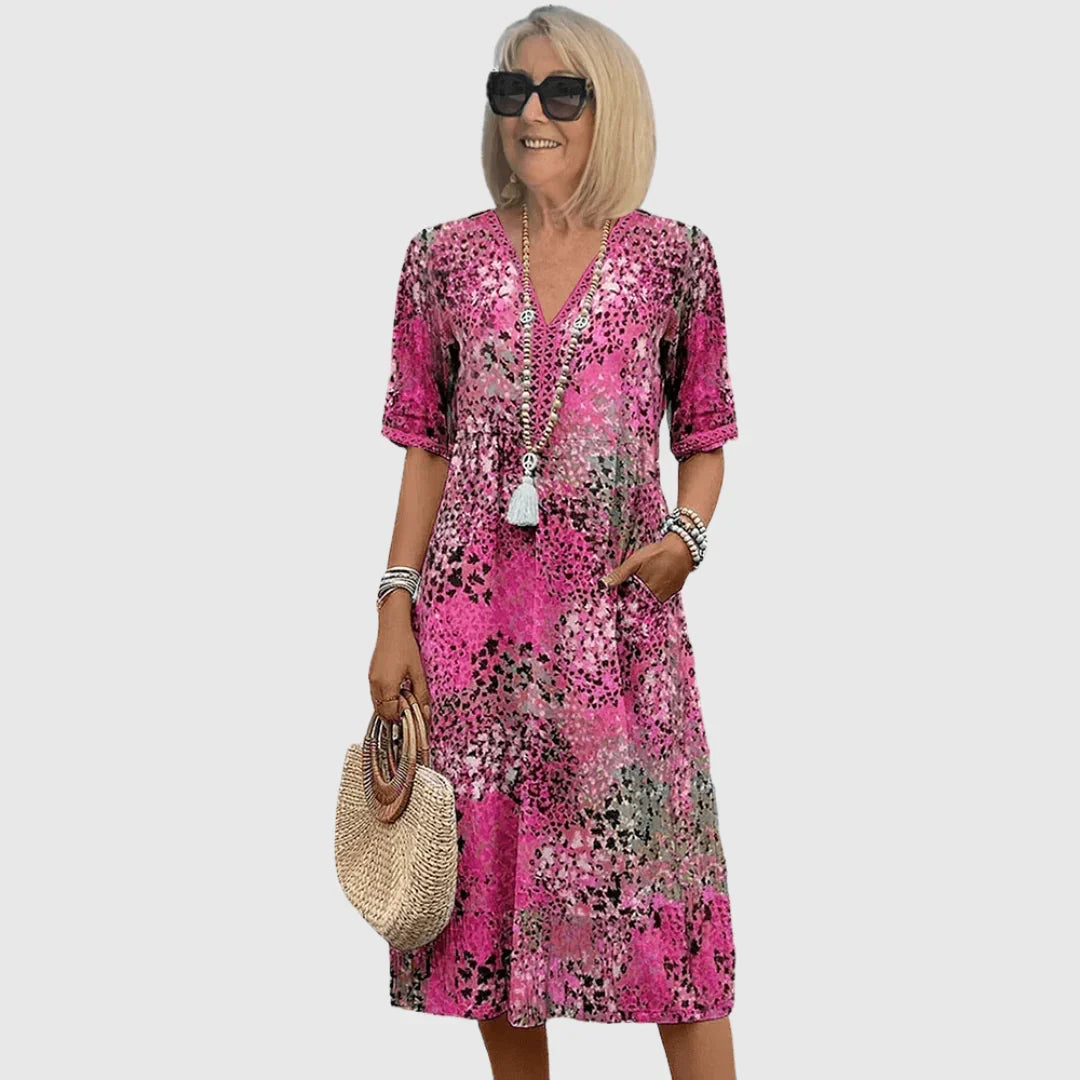 Marina - Vestido midi veraniego con estampado oceánico