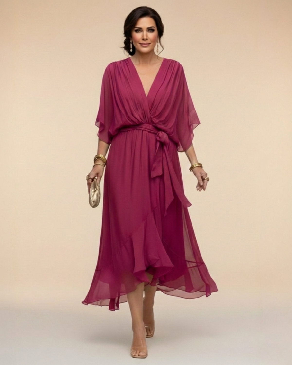 Julieta | Vestido de chifón con escote en V