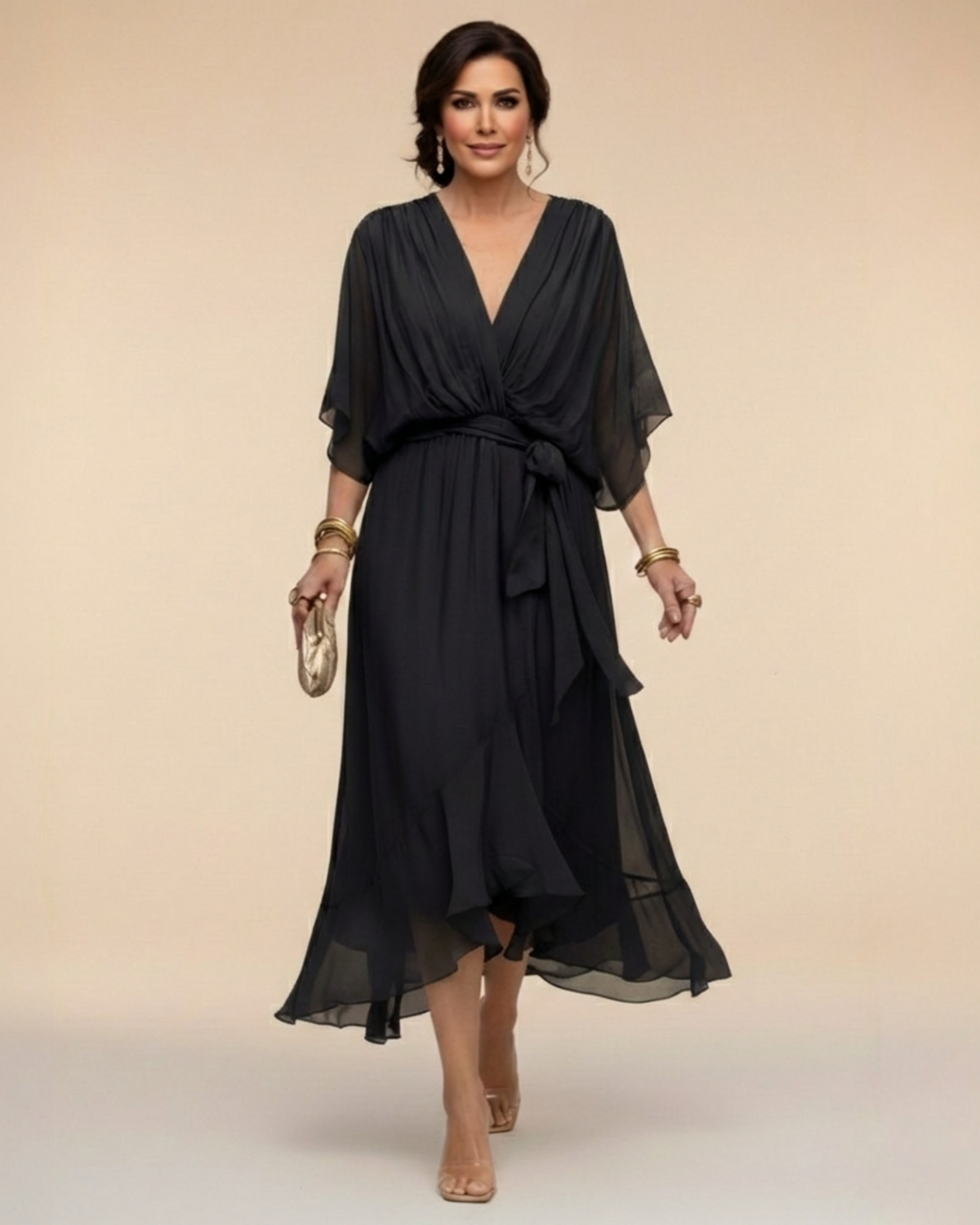 Julieta | Vestido de chifón con escote en V