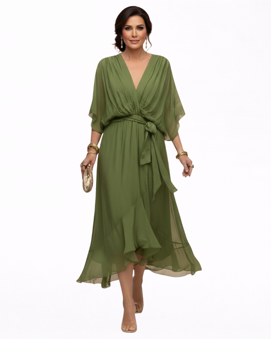Julieta | Vestido de chifón con escote en V