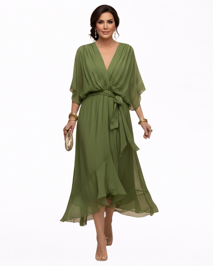 Julieta | Vestido de chifón con escote en V