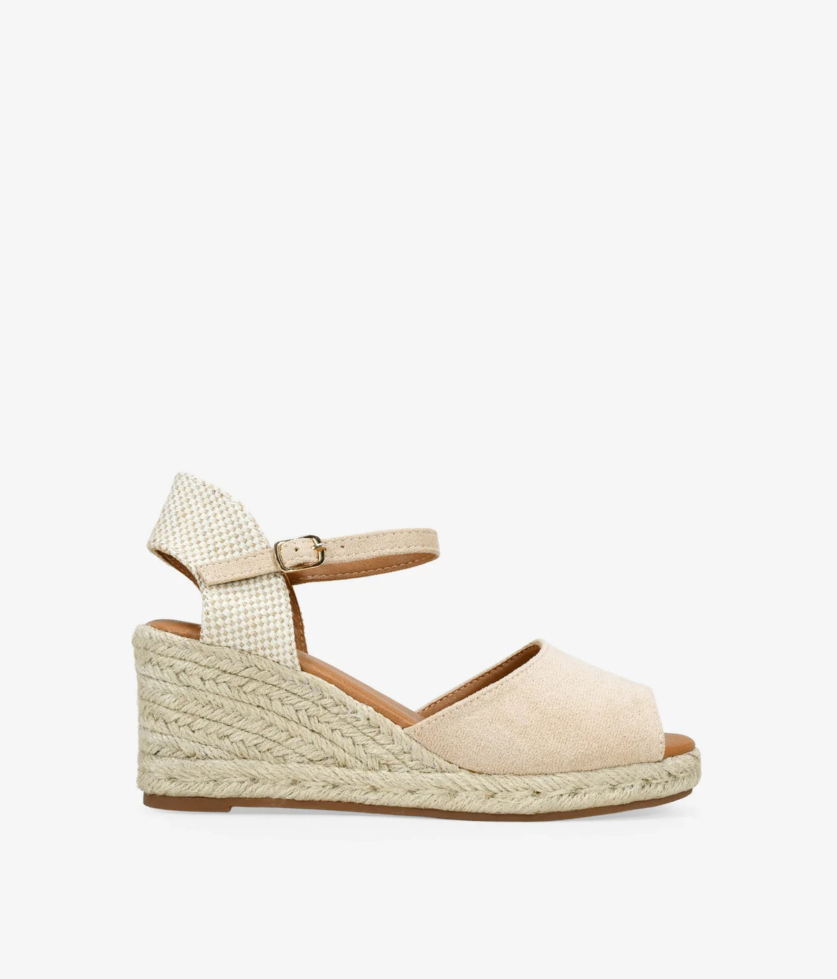 Sandalias beige con cuña de esparto