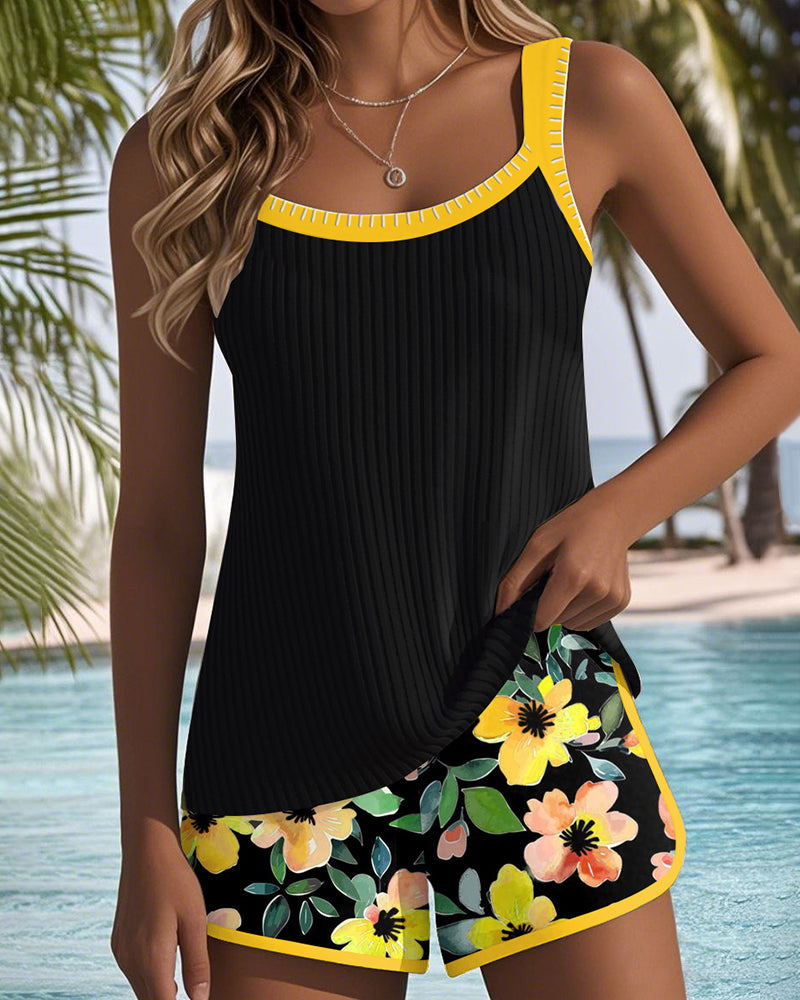 Golden Tide | Conjunto de Tankini de Dos Piezas Elegante