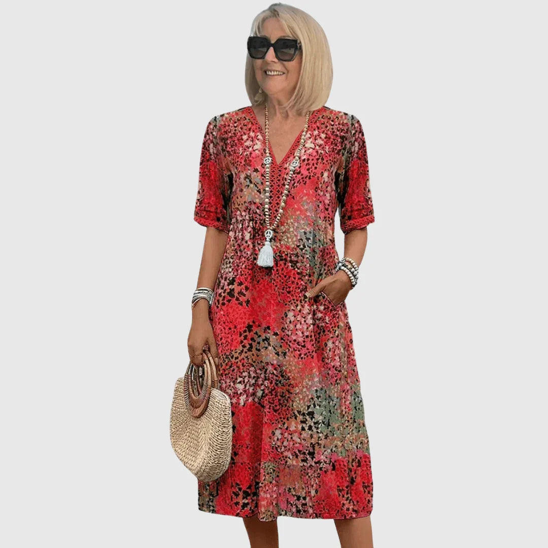 Marina - Vestido midi veraniego con estampado oceánico