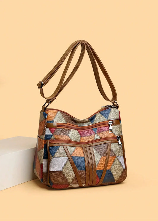 Bolso de hombro con estampado geométrico