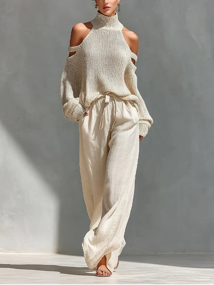 Camila - Conjunto moderno de punto y pantalón fluido