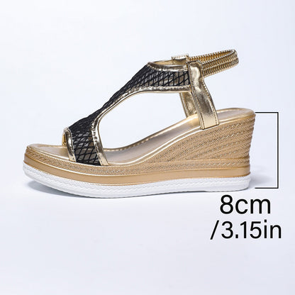 Elegantes sandalias sin cordones para mujer con tacón de cuña