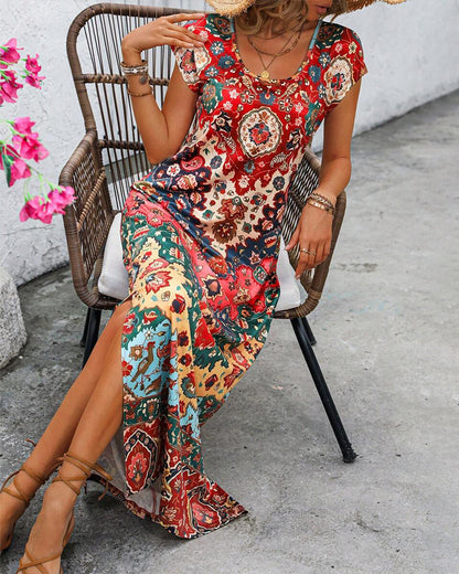 Vestido Largo Veraniego Estampado con Aberturas