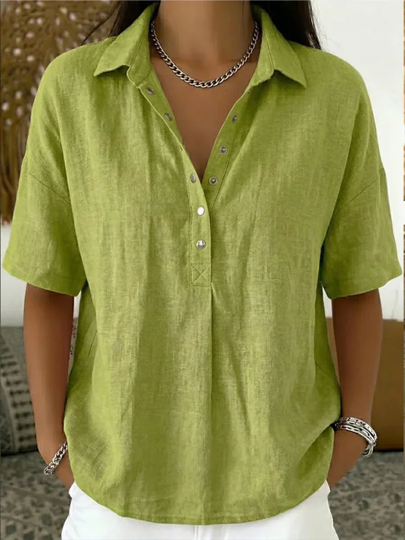 Teresa - Blusa con cuello y detalle de botones